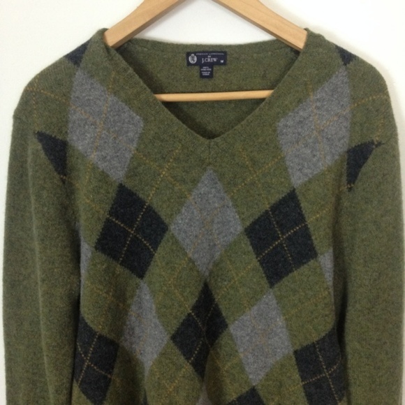 J. Crew Other - J. Crew V-Neck Argyle 100% Lambswool M Sweater